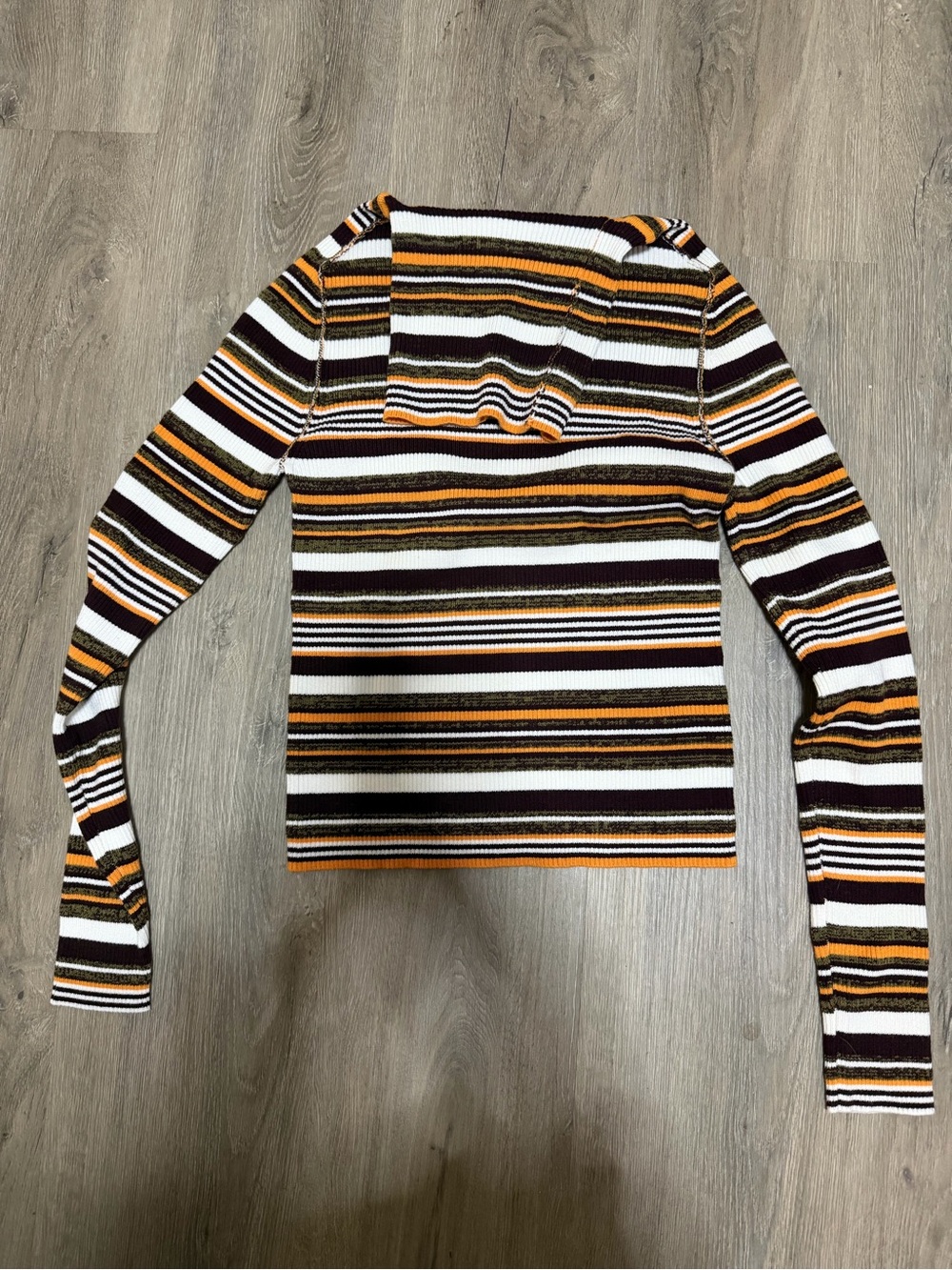 Urban Outfitters Ribbed Striped Knit Top in White, Brown, Orange